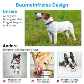 SUPMEGA AirTag Hundehalsbandhalter, [Slide on Collar] [Nicht baumeln] Kompakte Schutzhülle aus Silikon für Haustier-Katzenhalsband, Kompatibel mit AirTag 2021 (2 Stück, Schwarz & Blau)
