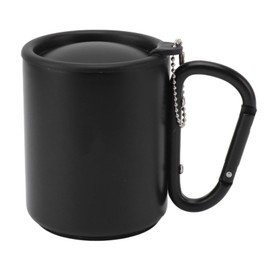 Stainless Steel Water Cup Double Layers Slip Resistant Practical Insulated Coffee Cup for Camping Black 300ML