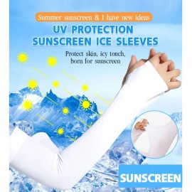 Mangas Protectoras Para Brazos Protección Solar Uv,4 Pares Color Blanco