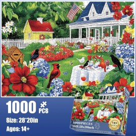 Brand: Edsjegn 1000 Piece Puzzle for Adults, Beautiful Garden Scene Puzzles, Birds and...