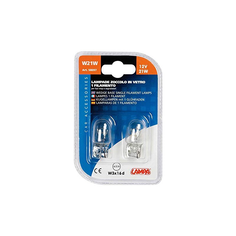Lampa 58097 Lampada con Zoccolo Vetro, 12V, 21W, Confezioni da