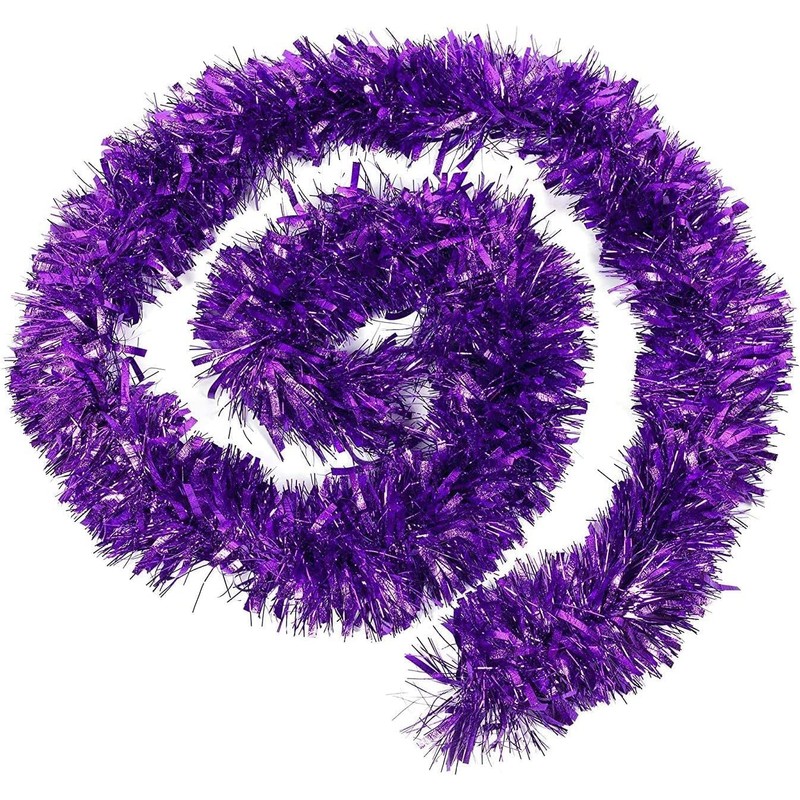 SHATCHI 4Pcs Purple 1.8m/6ft Xmas Metallic Chunky Tinsel Garland for
