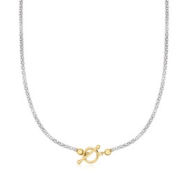 Ross-Simons Sterling Silver and 18kt Gold Over Sterling Toggle Necklace. 20 inches