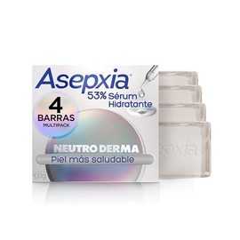 Asepxia, Jabón en barra Neutro jabón facial y corporal, 53% Serum Hidratante, 4 x 100g