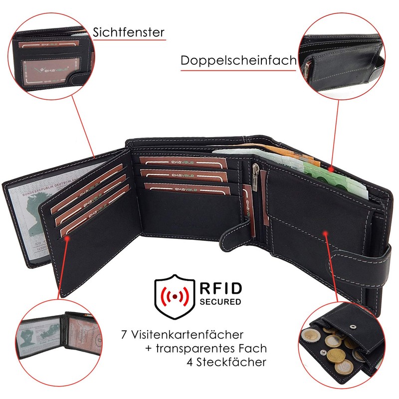 ekavale Wallet 5503, black, ID pocket