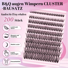 B&Q Eyelash Extensions Set, 200 Pieces, 0.07D, 8-18 Mix, 40D Eyelash Extension Set, Eyelash Set, Lash Glue Remover and Applicators for Eyelash Extension Beginners (Set 40D, Mix)