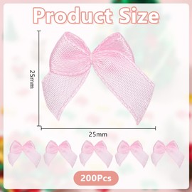 arricraft 200 Pcs Mini Ribbon Bows, Pink 1 Inch Mini Polyester Ribbon Bowknots Craft for DIY Sewing Wedding Birthday Party Christmas Box Ornament Scrapbooking