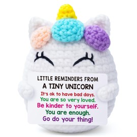 Positive Unicorn Teen Girl Gifts, Back to School First Day of School Gifts for Students, Birthday Gift for Friend, Stress Relief Present for Coworker, Christmas Stocking Stuffer, Crochet Unicorn Decor