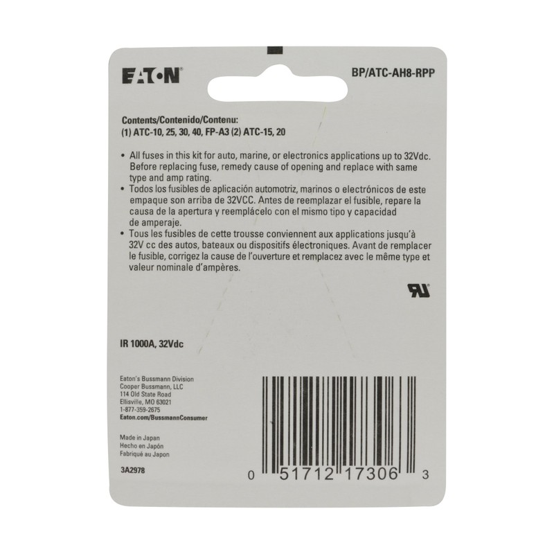 Bussmann (BP/ATC-AH8-RPP) High Ampere ATC Emergency Fuse Kit - 8