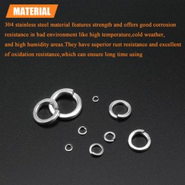 HELIFOUNER 300 Pieces M2.5 Stainless Steel Split Lock Washers, 304 Stainless Steel Spring Lock Washers for Screws Bolts, Silver