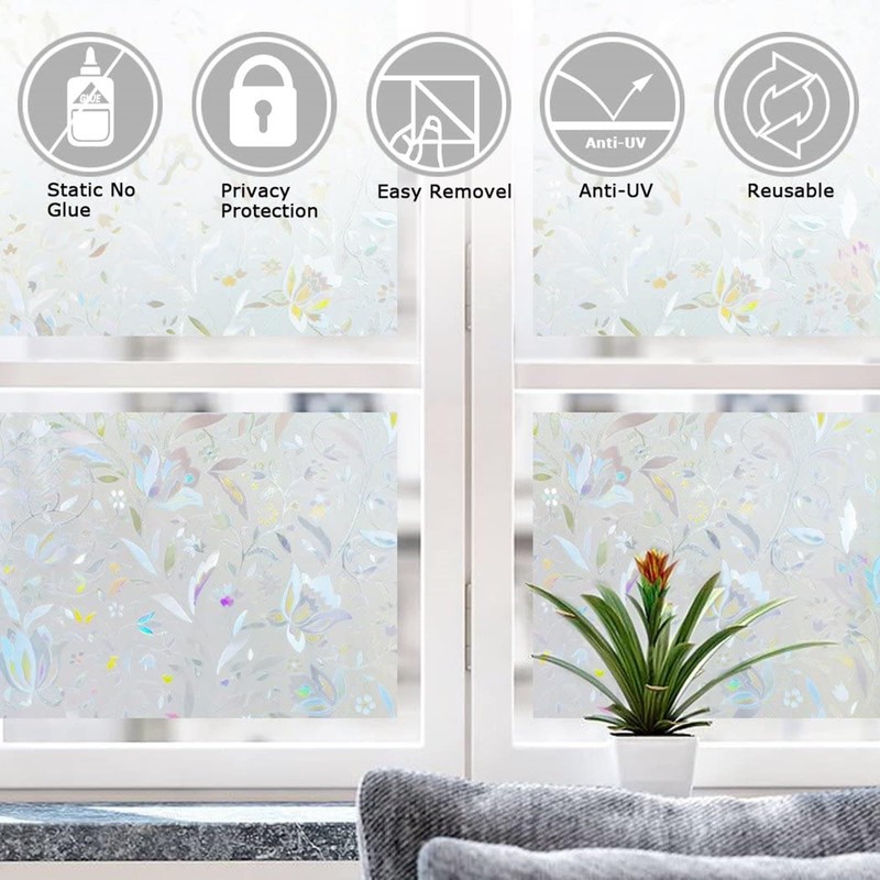 LEMON CLOUD Window Film, Decorative Window Privacy Film, 3D Stained