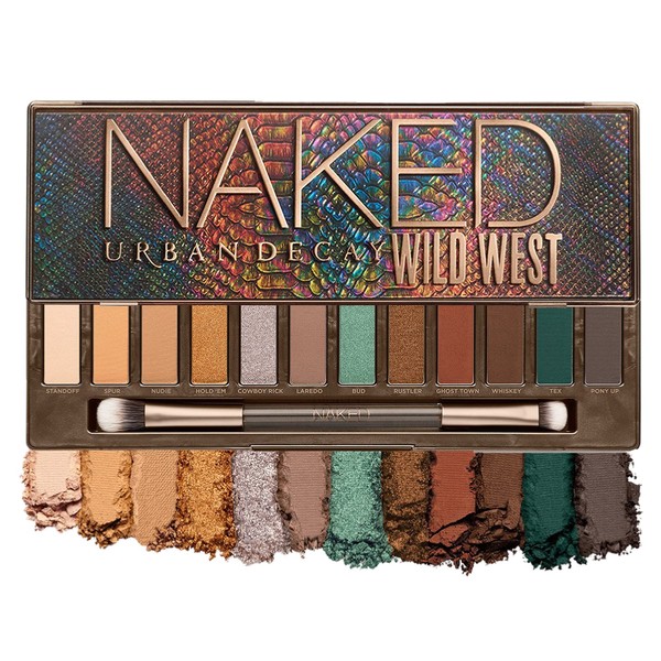 Urban Decay Naked Wild West Eyeshadow Palette, Eyeshadow Palette, Eye Make-Up, 12 Colours, Includes Mirror and Brush, Natural Sand Tones, Blue and Green, Vegan, 11.4 g