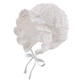 JANGANNSA Baby Girl Lace Flowers Hat Lovely Infant Girls Sun Hats Summer Adjustable Baby Girls Bonnet (White Small Flowers,3-8 Months)