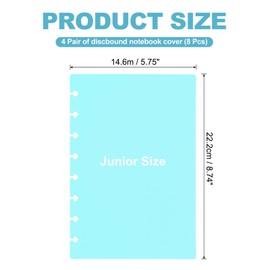 PATIKIL 4 Pair Discbound Notebook Cover, 5.75" x 8.74" Junior Size PP Disc Planner Cover for Arc Notebook Happy Planner Office Product, Sky Blue
