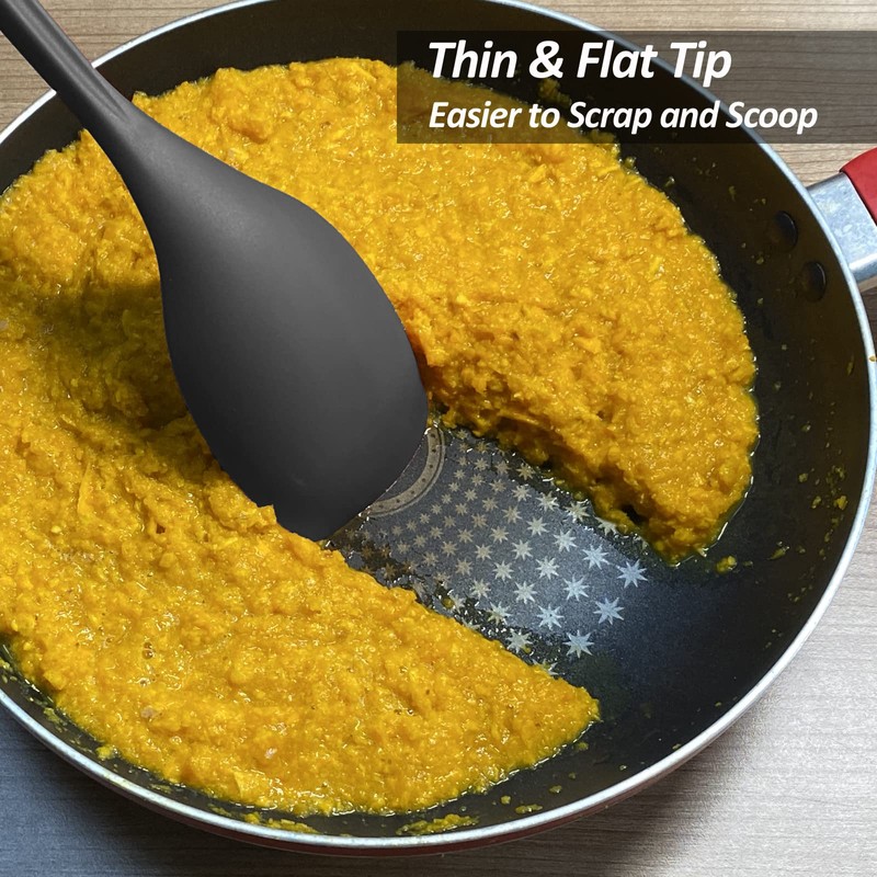 Large Silicone Cooking Spoon, Non-Stick Solid Spoon set with Deep