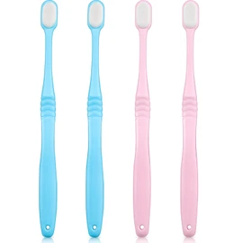 Boao 4 Pieces Extra Soft Toothbrushes Micro Nano Manual Toothbrush for Sensitive Gums with 20,000 Extra Soft Bristles for Fragile Gums Adult Kid Children (Blue, Pink)