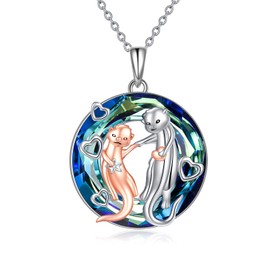 AOBOCO Collar de plata de ley con nutria de cristal, Cristal, Cristal de Austria