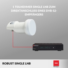 RED OPTICUM Robust Single LNB Heat and Cold Resistant Digital LNB 1-Way with Only 0.1 dB Noise Figure and LNB Weather Protection I Full HD - 3D - UHD - 4K Ready