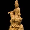 Kwan-yin 坐像 Luxury Natural Boxwood berkians Wooden Buddha Buddhist Art
