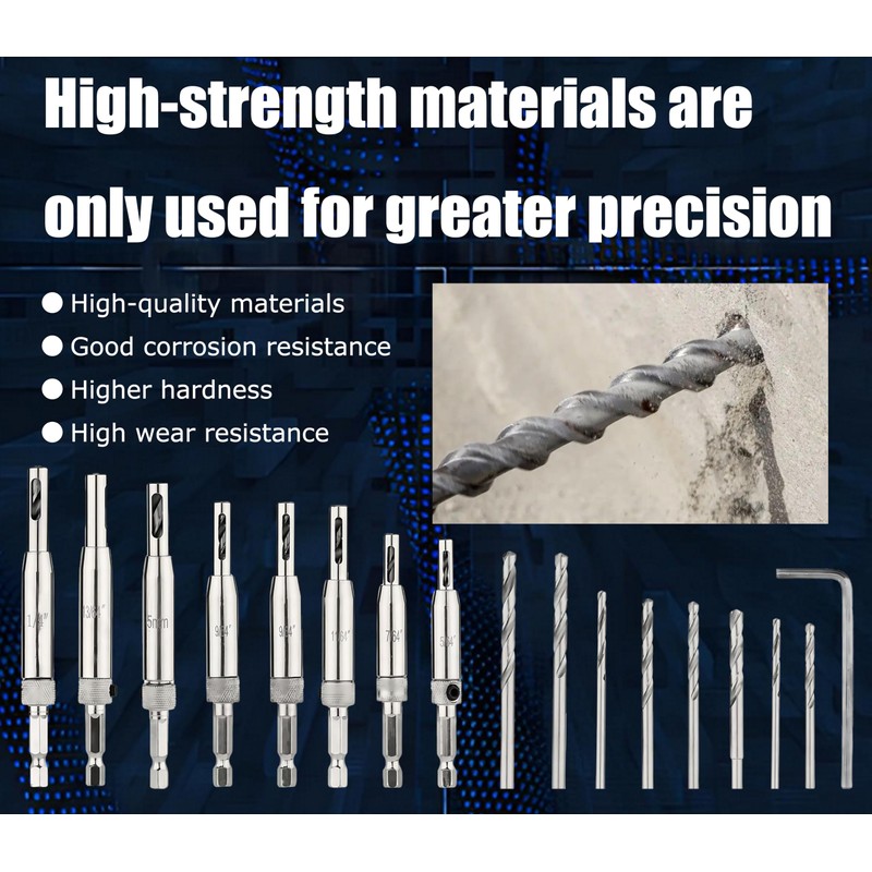 Self Centering Drill Bit Set, Be Compatible with 1/4 in