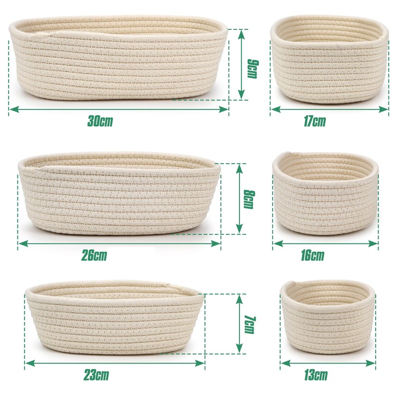 Vivi Bakie Storage Basket 3-Piece Set Cotton Rope Stackable Braided