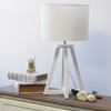 Simple Designs LT1069-WOW Interlocked Triangular White Wood Table Lamp with