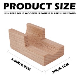 DOERDO DD Wooden Sushi Roll Holder Japanese Taco Holder U Shaped Sashimi Plate Bamboo Serving Plate for Home Restauran Store, 3.5"x2"