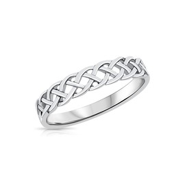 DTPsilver® 925 Sterling Silver Ring - Thin Band with Celtic Knot - Eternal Love Knot - Celtic Collection - Various Designs