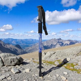 One-mount 4-stage adjustable hiking stick (110cm) (Blue)