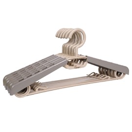 BonDream 6-Pack Heavy Duty Plastic Extra-Wide Arm 15"-23" Suits Clothes Hangers with Swivel Hooks,Perfect for Coat,Jacket,Dress,Shirt,Trousers or Closet Space Saving,Grey&Tan