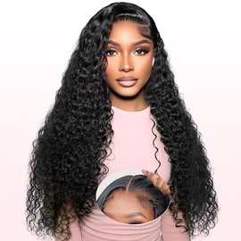 24 Inch 9x6 Glueless Wigs Human Hair Pre Plucked Pre Cut 200 Density Hd Water Wave Lace Front Wigs Human Hair Ready to Wear Wigs Glueless Human Hair for Women Bleached Knots