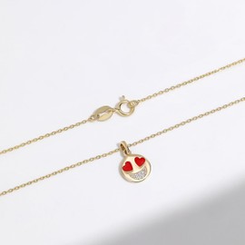 Meissa Smile Face Pendant Necklace for Women Teen Girls Cute Round Diamond Chain Neckace Happy Smile Charm Necklace Jewellery Gift, Gold