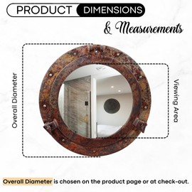 Nagina International Rustic Copper Shipwrecked Premium Nautical Porthole Mirror | Nautical Bathroom Mirrors (17 Inches, Aluminum Mirror)