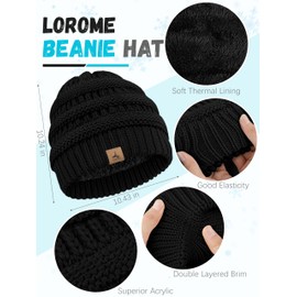 Warm Fleece Knit Beanie Hat and Touch Screen Gloves Set - Winter Gifts for Women and Men