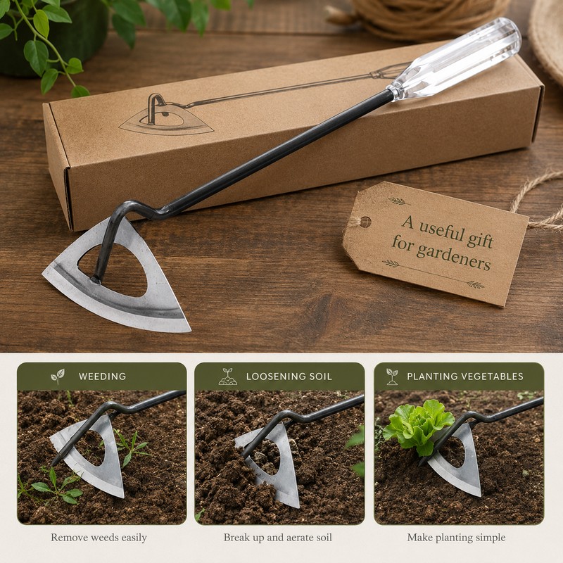 Handheld Hollow Hoe for Weeding & Digging – Steel Garden