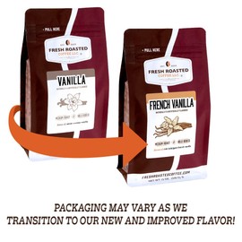 Fresh Roasted Coffee, French Vanilla Flavored Coffee, 12 oz, Medium Roast, Kosher, Whole Bean