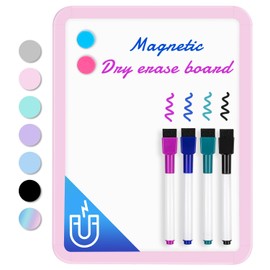 VUSIGN Small White Board Dry Erase, 8.5'' x 11'' Magnetic Dry Erase Board, Mini Whiteboard with Markers for Students, Fridge, Wall, Locker, Pink