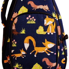 MUSIC FIRST Cute Cartoon Canvas Little Fox ukulele case ukulele bag ukulele cover, Original Design, (Fit for 23~24 inch Concert Ukulele)