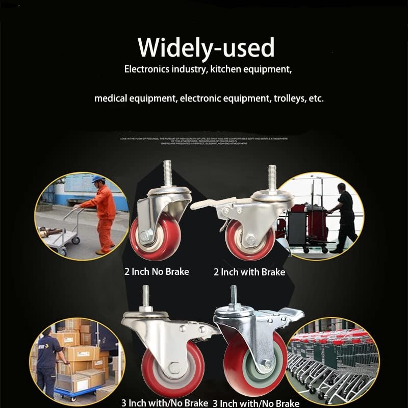 Heavy Duty Stem Caster Wheels Double Bearing PU Castors No