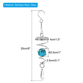 PATIKIL 8" Gazing Ball Spiral Tail, Decorative Wind Spinners 1" Crystal Glass Ball with Hanging Swivel Hook for Indoor Outdoor Garden Decoration, Sky Blue