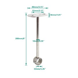 2 Pack Ceiling Mount Bracket, Stainless Steel Wardrobe Pipe Bracket Rod Holder Ceiling Holder, ULIFESTAR Shower Curtain Closet Wardrobe Rod Lever Support Holder Pipe Flange Socket 32x200mm/1.26x8''