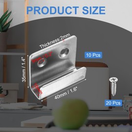 uxcell 10 Pcs Stainless Steel Tile Hanger, Tile Display Wall Hanger Mounting Bracket Wall Mounted Hook Fastener Bracket for Mirrors Picture Frames, Silver (Inner Width 10mm)