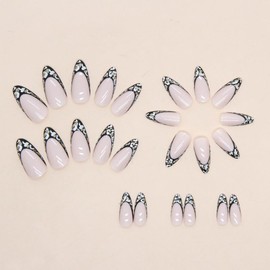 24PCS Press on Nails Short Long French Tips - Fake Nails, Glue on Nails, Reusable False Nails, Acrylic Stick on Nails for Women and Girls (Leopard Print)