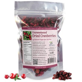 Unsweetened Dried Cranberries | Naturally Tart: 1g Natural Sugar Per Serving | Canadian Grown | No Added Sugar, Juice or Oils | More Berries Per Ounce Than Sweetened Berries | Woman-Owned Small Company | 3oz