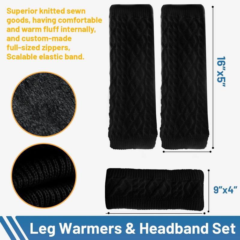 HFCOONY Leg Warmers and Headband Set for Figure Skating Hockey