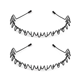 PCA Garments II (2 Pcs) Zig Zag Headbands Fashion No Slip Plastic Hairband with Teeth Comb Wavy Headband Classic Hair Hoop Black Headdress Accessory for Women Men