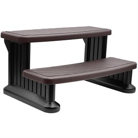 Carefree Stuff® Two-Toned Espresso Hot Tub Spa Side Step, 2-Tier - Straight, Curved or Round Hot Tubs