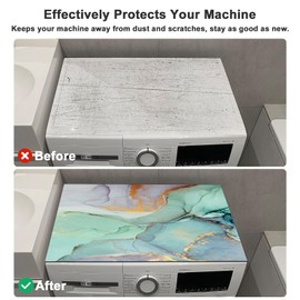 Dricar Washing Machine Cover, 60 x 60 cm, Dryer and Washing Machine Pad, Non-Slip, Absorbent and Quick Drying Washing Machine Cover, Washing Machine Mat with Fashion Pattern (Green)