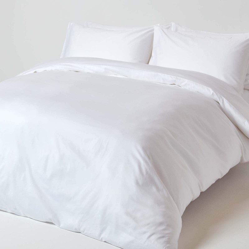 HOMESCAPES Organic Cotton White Fitted Sheet (12”) Single 400TC 600