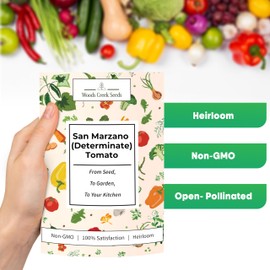 Woods Creek Seeds: San Marzano Tomato Seeds for Planting - Heirloom Tomato Seeds for Planting Outdoors, Indoors, Patio or Home Plant Garden - Non-GMO Seed Pack of Tomatoes for Italian Paste Variety